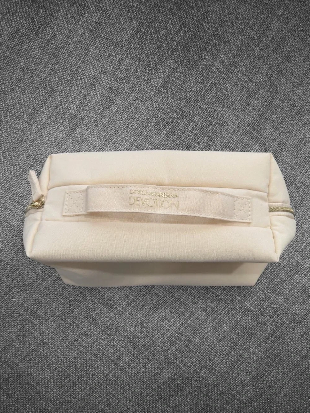 Dolce & Gabbana Devotion Cream Cosmetic Pouch With Gold Heart Charm